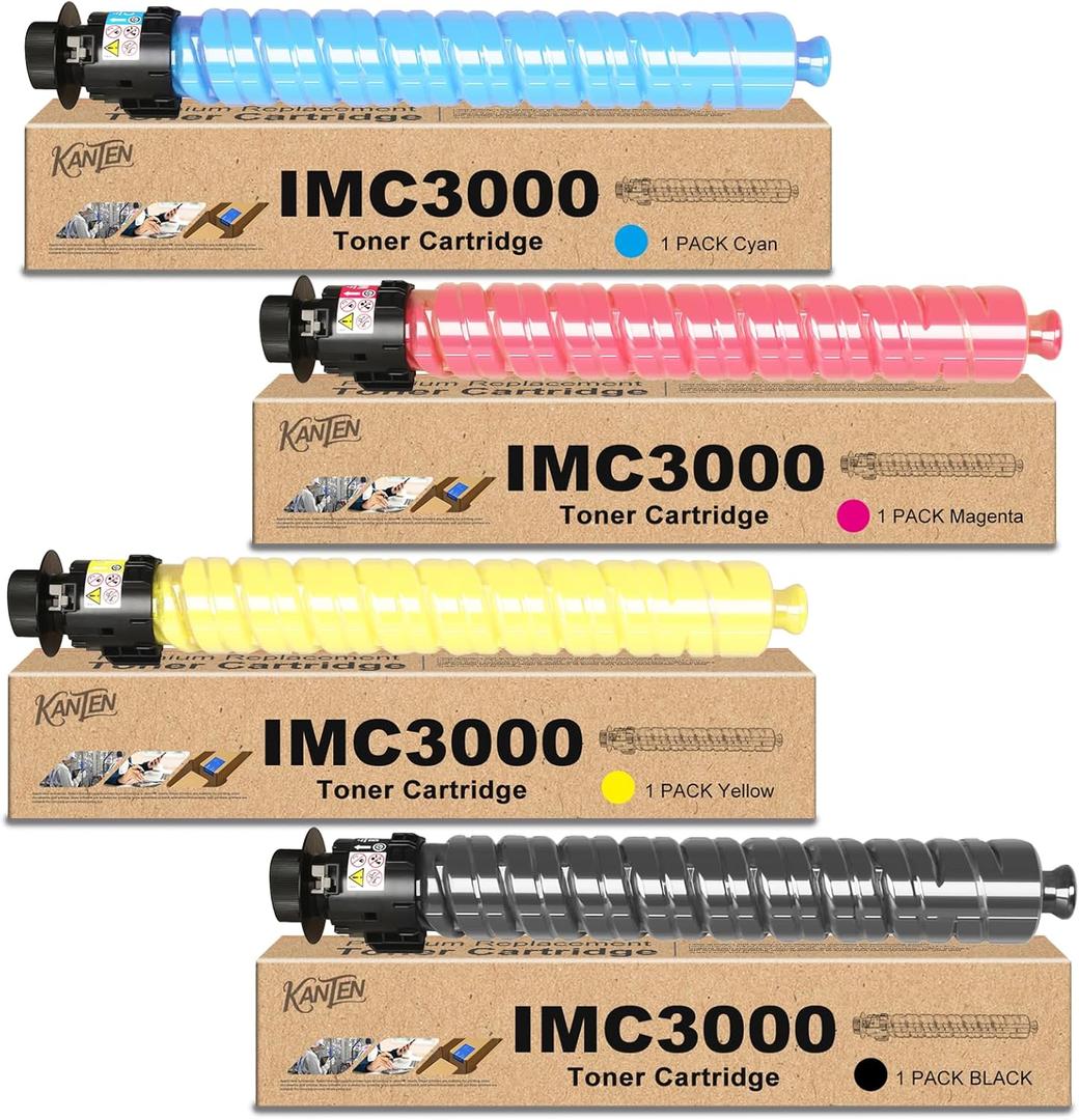 IMC3500 IMC3000 Toner Cartridges (with New Chip) Replacement for Ricoh 842251 842252 842253 842254 Compatible with Ricoh Lanier Savin IM C3000 IM C3500 Printer (4 Pack,BCMY)