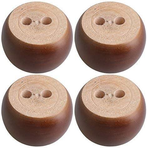 4pcs 40mm Height Brown Eucalyptus Wood Round Bun Furniture Feet Sofa Cabinet Couch Legs