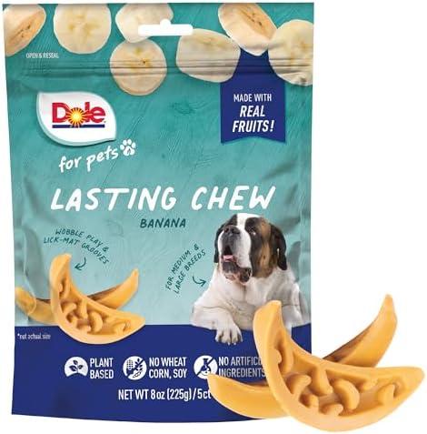 Dole Banana Flavor Dog Treats, 8oz, 5ct | Real Fruit, No Wheat, Corn, Soy, Artificial Flavors, Colors, Preservatives, or Animal Products, 