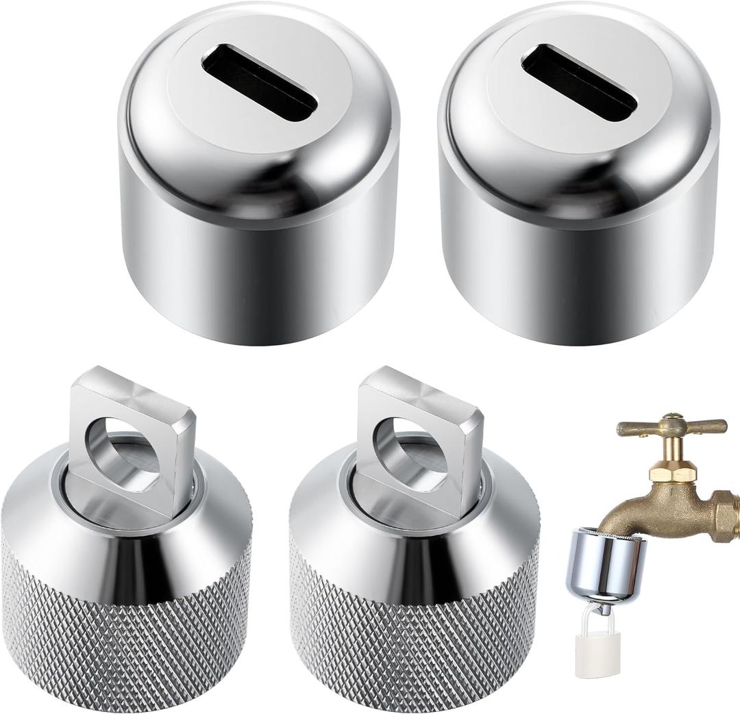 2 Pack Water Spigot Lock, Brass Hose Bib Lock for 3/4'' Garden Male Hose Thread, Prevents Water Theft & Unauthorized Faucet Use (No Padlock)