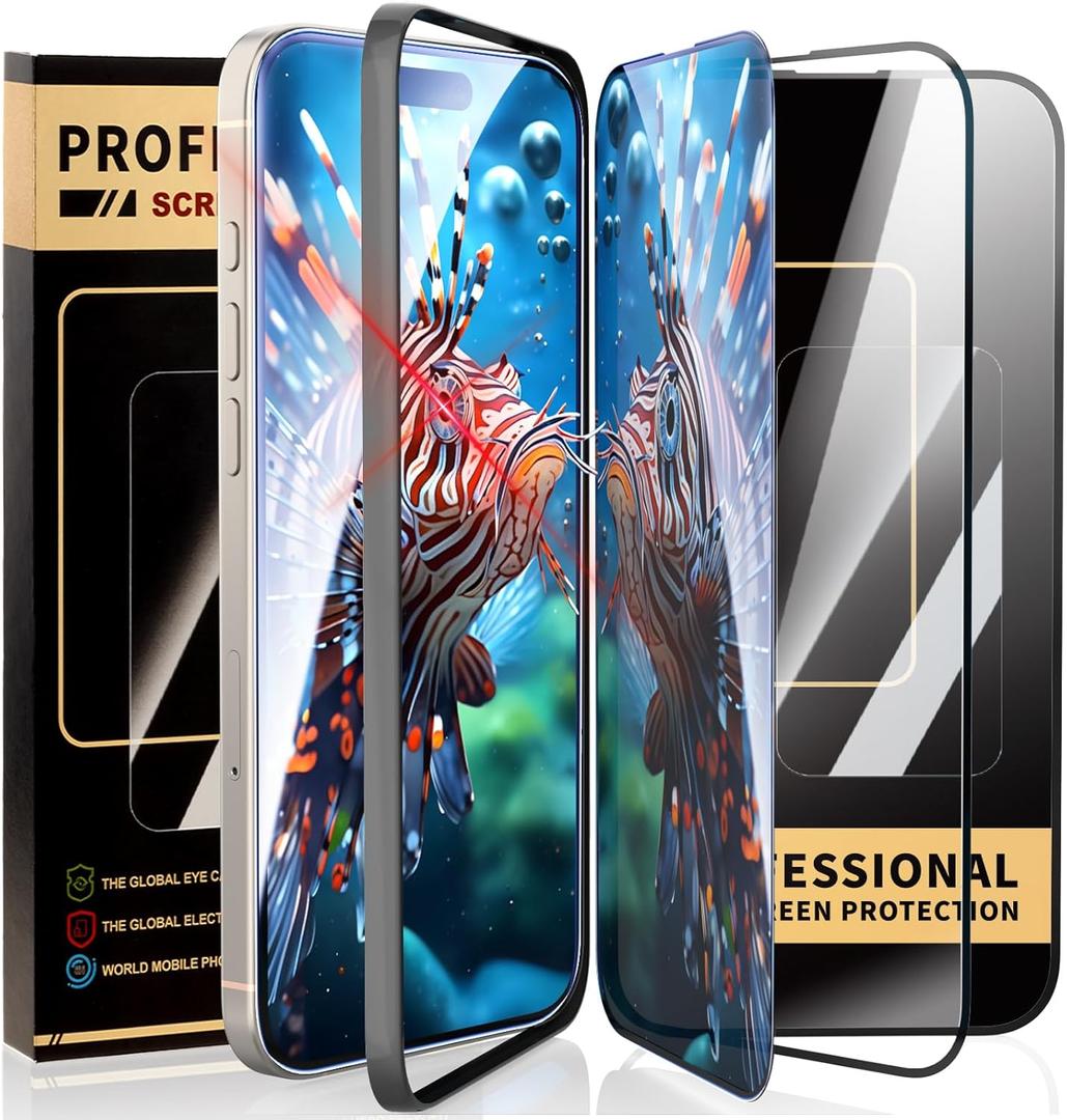 3 Pack Screen Protector for iPhone 15 Plus [6.7 inch] iPhone 16 Pro iPhone 14 2 HD 1 Privacy with Installation Frame, Dynamic Island Compatible,Tempered Glass[9H Hardness]Durable and Drop-Proof