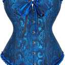 SHYMMUO Corset Tops for Women Sexy Overbust Bustier Lace Up Strapless Party Club Fairycore Renaissance Halloween Costume (Small, Blue/Black)