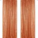 Sugargirl Orange Sequin Backdrop Curtain 2 Panels 2FTx8FT Glitter Orange Background Drapes Sparkle Photography Backdrop for Party Wedding Birthday Wall Decoration