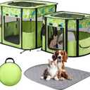 Portable Cat Playpen with Separate Areas, Foldable Indoor Outdoor Cat Enclosure, Portable Pet Tent for Kittens and Small Animals, Collapsible Tent Kennel Cage House with Tent Pegs and Carry Bag