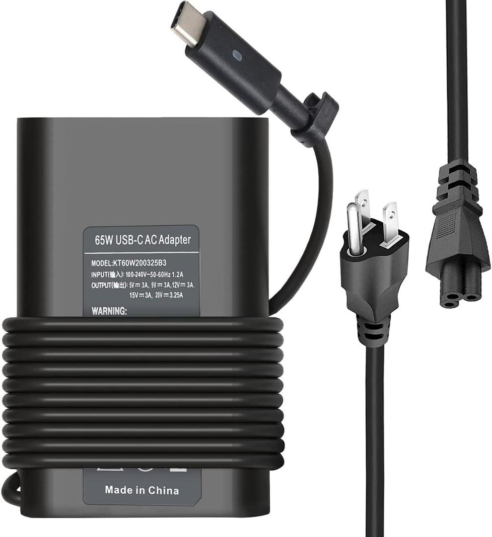 65W USB C Charger Compatible with Dell Latitude 5420 5520 5320 7420 7430 7400 7370 7390 7275 7285, XPS 13 7390 9350 9380 9370 9360 9310 9365 9300 9550 USB C Laptop Charger