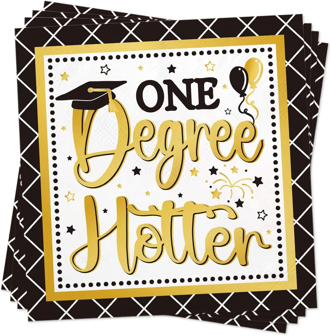 2 x 2026 Graduation Party Decorations, 50 Pack Cocktail Napkins for Congratulation Party Decor Supplies, Disposable Paper Napkins for College High School PhD Nurse Law School Graduations