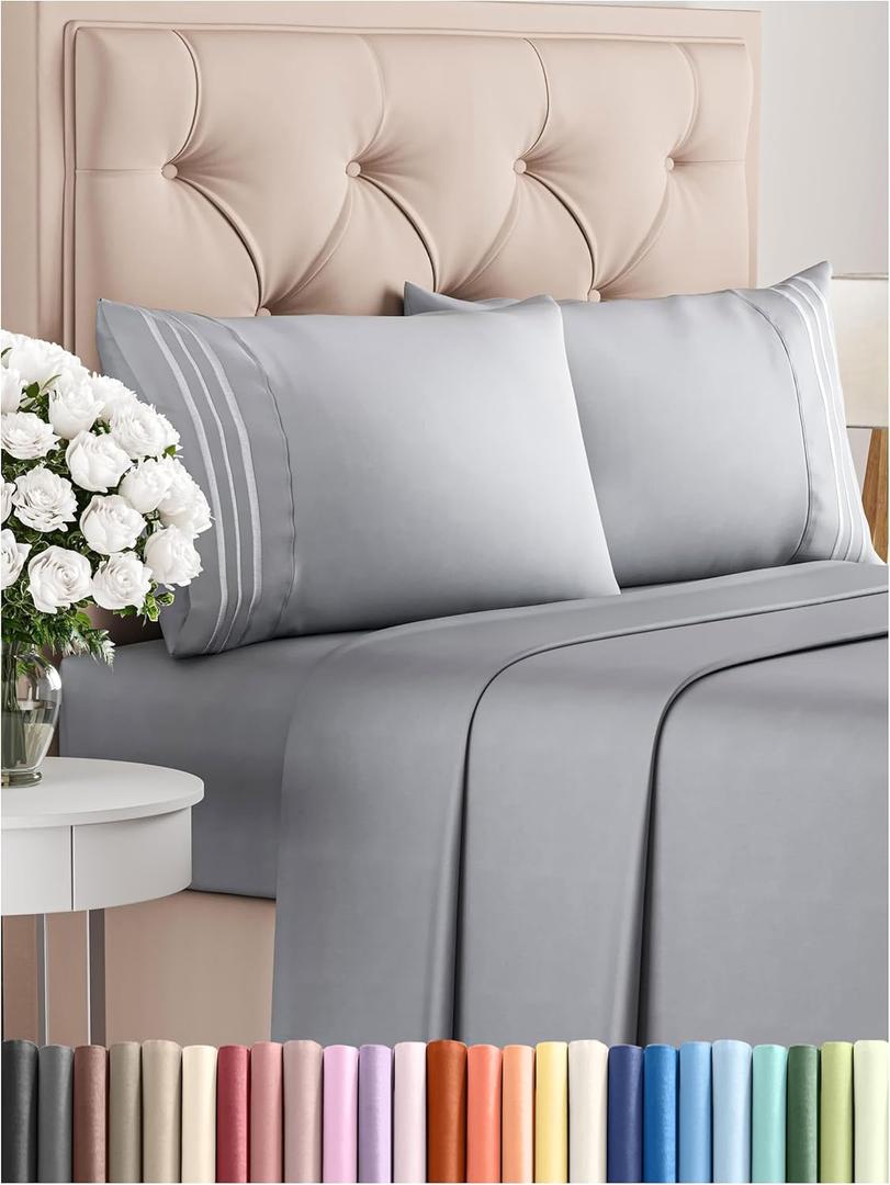 Queen Size 4 Piece Sheet Set - Comfy Breathable & Cooling Bed Sheets Set - Hotel Luxury Bedding for Women, Men, Kids, Teens, Boys & Girls - Deep Pockets, Soft and Wrinkle Free - Oeko-Tex 