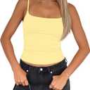 Darong Women Padded Tank Top Built in Bra Adjustable Spaghetti Straps Double Lined Basic Cami Shirt, M