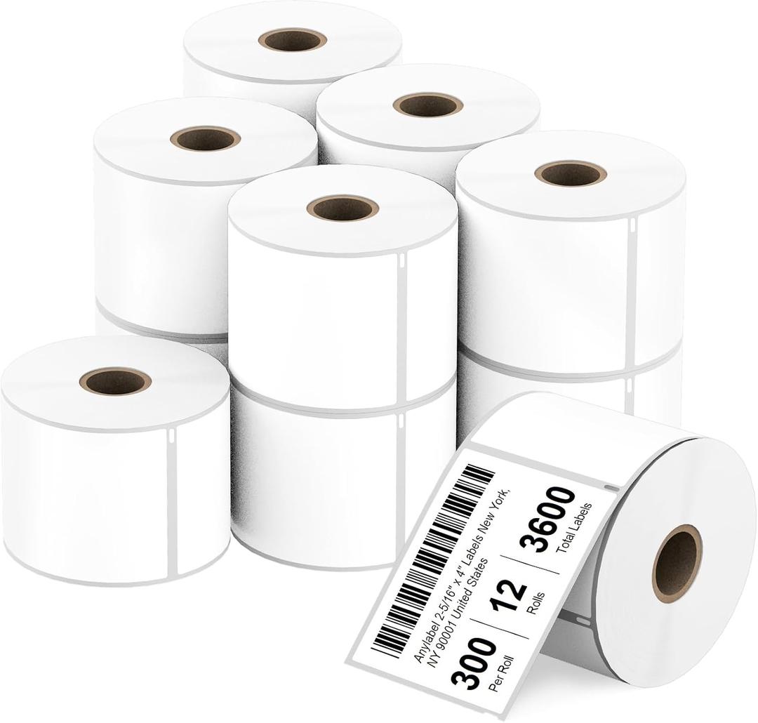 Compatible 2-5/16" x 4" Direct Thermal Labels Replacement for DYMO 30256 Large Shipping Address Postage, Compatible with Rollo, DYMO 4XL & Zebra Desktop Printers (12 Rolls, 300 Labels/Roll)