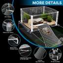 Extra Large Turtle Topper Basking Platform for Aquatic Turtles 40B/75G, Above Tank Turtles Sunbathing Dock Anti-slip Ramp Aquatic Reptile Climbing Pier Resting Terrace with Feeding Area Accessories