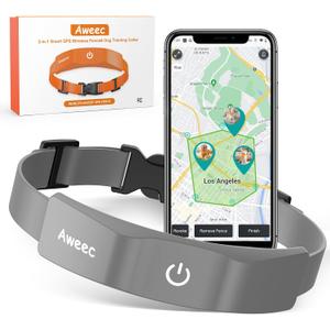 GPS Wireless Dog Fence with Free App, Electric Fence System with Training Collar, Portable Fence for Outdoor Use, Rechargeable Waterproof Flexiable Collar, Adjustable for Large Medium Dogs (Grey)