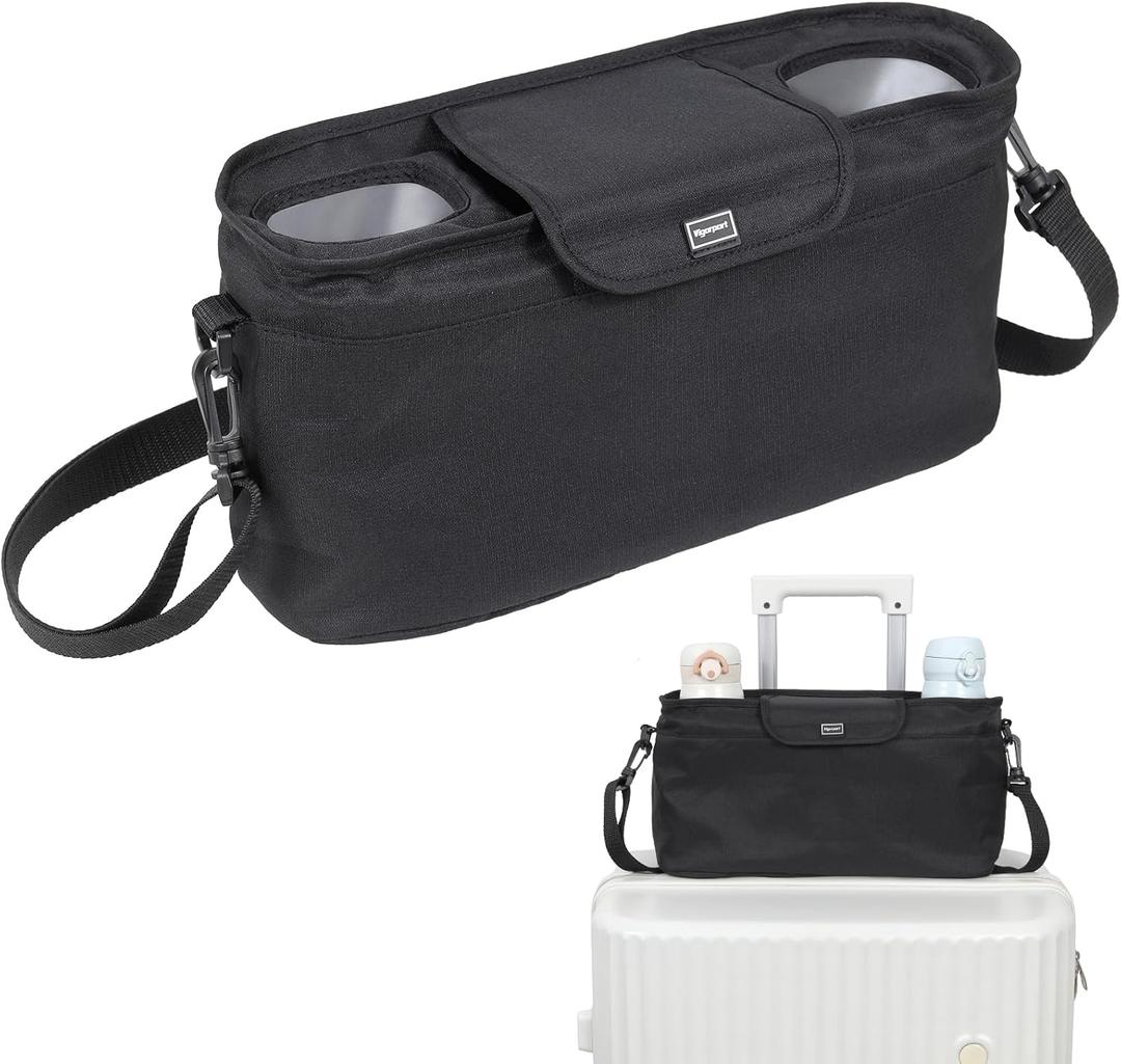 Vigorport Waterproof Luggage Travel Cup Holder, Free Hand Drink Carrier with Storage Bag, Coffee Mug Holders for Suitcases, Travel Accessories for Men Women, Flight Attendant Essentials