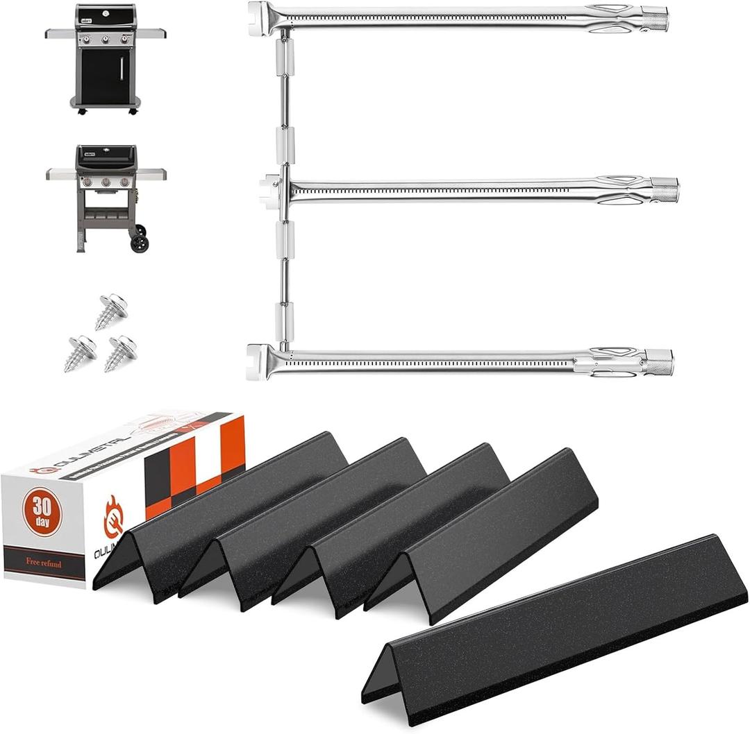 Spirit e310 Grill Parts, 7636 Flavorizer Bars and 69787 Burner Tube Kit for Weber Spirit 300 and GS4 Spirit II E310 Spirit E310 E/S315 E/S320 Grills With Front Control, Heat Plates 15.3" & Burner 18"