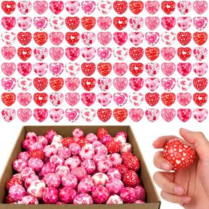 60 Pcs Valentine's Day Cute Heart Stress Balls Bulk 1.57'' Mini Heart Shaped Squeeze Balls Foam Stress Ball Relief Toys for Valentine Party Favor Gift School Carnival Reward