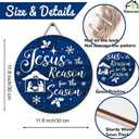 Nativity Wooden Wreaths for Front Nativity Scene Welcome Sign Religious Winter Xmas Decor Jesus Christmas Decorations for Home, 11.8x11.8 inch