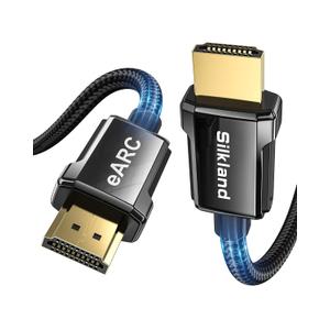Silkland 8K HDMI ARC/eARC Cable 2.1 for Soundbar 10ft, 8K@60Hz, 4K@120Hz Ultra High Speed HDMI Cord, Dolby Atoms, 48Gbps HDR10, HDCP 2.2&2.3 Compatible for Vizio Samsung Bose Sound bar, UHD TV,Blu-ray