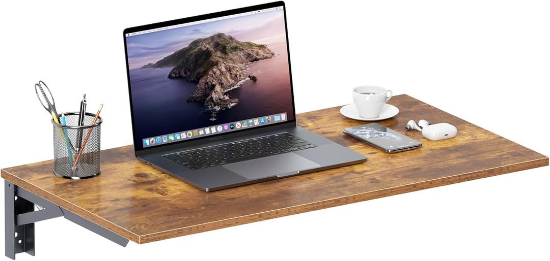 Need Wall Mounted Folding Table - Heavy Duty Small Fold Down Dining Table Length 30" Width 20" Perfect Addition to Home Office/Laundry/Home Bar/Kitchen & Dining Room Rustic Brown AC15-7650FG-ND, L30" * W20"