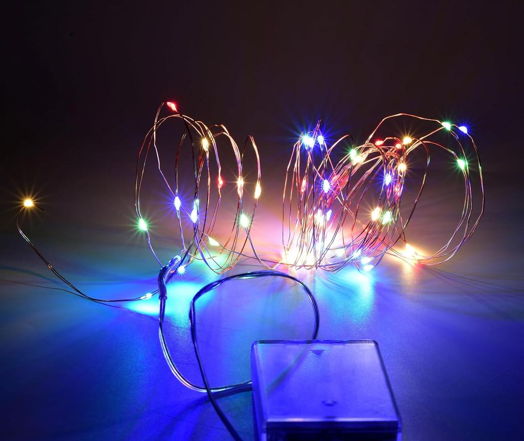 Karlling Multi-Color Fairy Lights Battery Operated, 16Ft 50 LED Copper Wire String Lights with Timer, 8 Modes for Bedroom Mason Jars Wedding Christmas Decor(Multi-Color,1 Pack)
