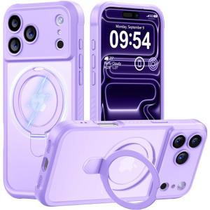 MOCCA Design for iPhone 17 Pro Max Case, Compatible with Magsafe [Premium Invisible Magnetic Ring Stand] [Military Drop Protection] Full Camera Guard Translucent Matte Slim Phone Cover,Light Purple