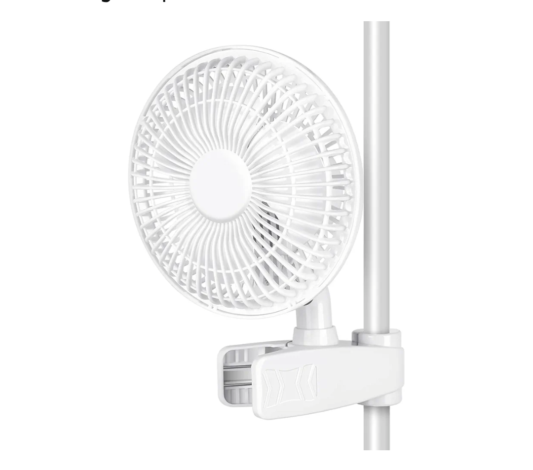 Simple Deluxe Clip Fan, 6-Inch Grow Tent Fan, Monkey Fan, Adjustable 90 Angles, 15W, 2-Speeds Control, 1 Pack (White)