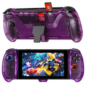 NexiGo Hall Effect Gripcon with Kickstand and HDMI Out for TV Docking, Hall Sensing Joystick for Switch/Switch OLED, Handheld Mode, 4K/1080P Supported HDMI and USB 3.0 Port, Purple