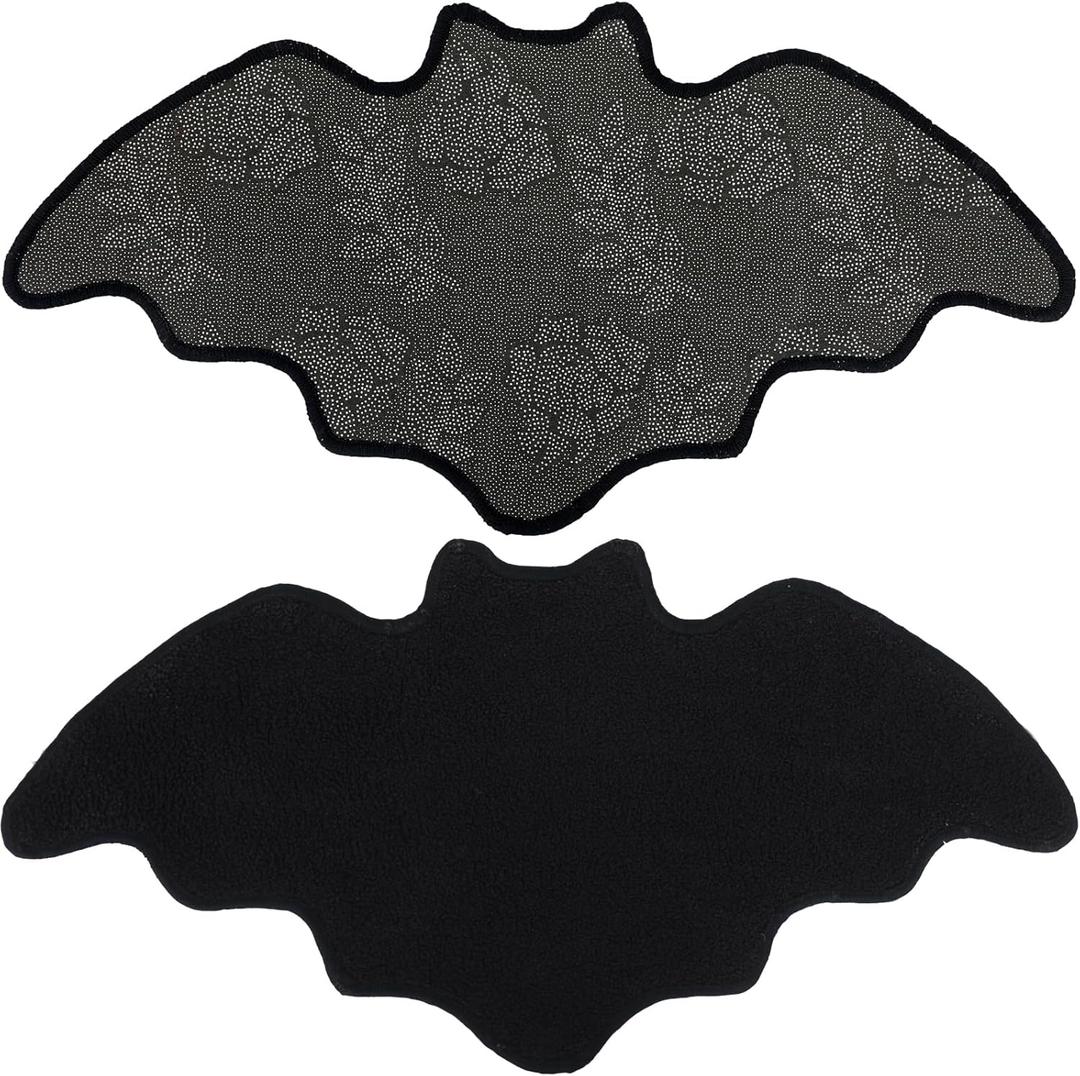 Bat Bath Mat Bathroom Rug for Spooky Decor, Gothic Witchy Mat for Bathroom, Horror Halloween Black Bats Mat for Kitchen