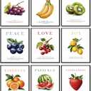 9Pcs Fruit of the Holy Spirit Wall Art Bible Verse Canvas Poster Print Inspirational Fruit Painting Pictures Christian Wall Decor for Bedroom Classroom School 8x10in Unframed (10L" x 8W")