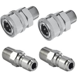 Pressure Washer Quick Connect 3/8 Inch, Pressure Washer Fittings, Adapter Set, Male Thread, 4 Pieces