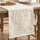 Artoid Mode Beige Soft Cotton Jacquard Dahlia Floral Pinnata Spring Table Runner, Holiday Kitchen Dining Table Decoration for Home Party Decor 13x72 Inch