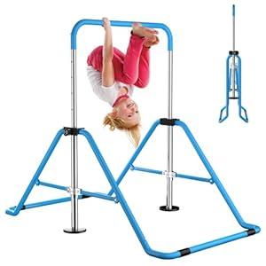 WATBKHE Kids Gymnastics Bar Toddler Gymnastic Equipment for Kid Home, Adjustable Height Gymnastic Training Bar for 3-7 Years Old Girls Boys (Blue)