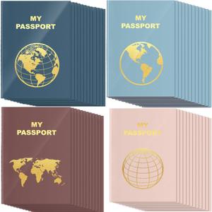 Lincia 48 Pcs Blank Passport Notebook Fake Passport Book Travel Journal Book Bulk Coloring Travel Airplane Activity Decor Projects(Cold Color)
