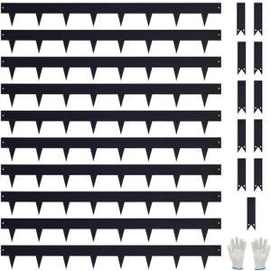 Pmango 10-Pack Galvanized Steel Landscape Lawn Edging - 4.5 inch Height Black Powder Coated Bendable Metal Strips - Hammer-in Edge Border - Yard Pathway Divider 40 inch Each(33Ft Total), #LYLB45BK-US