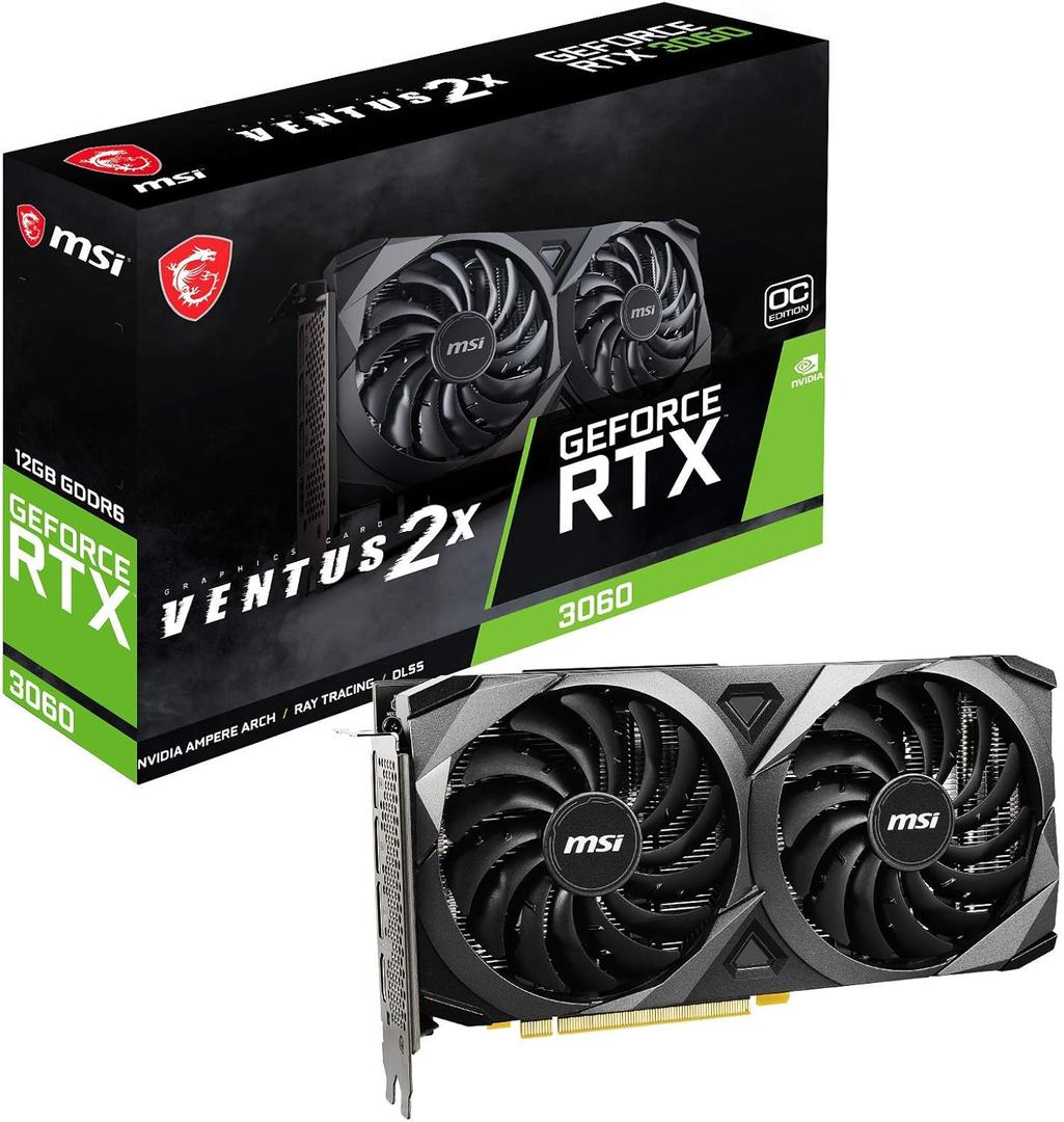 MSI Gaming GeForce RTX 3060 12GB 15 Gbps GDRR6 192-Bit HDMI/DP PCIe 4 Torx Twin Fan Ampere OC Graphics Card MSI Gaming GeForce RTX 3060 12GB 15 Gbps GDRR6 192-Bit HDMI/DP PCIe 4 Torx Twin Fan Ampere OC Graphics Card