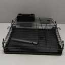 GSlife Extendable Dish Drying Rack - Large 2-in-1 Dish Racks for Kitchen Counter or Over Sink, Anti-Rust Dish Drainer with Drainboard, 2 Pan Slots and Utensil Holder, Black