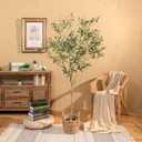 Artificial Olive Tree for Living Room Decor, 6FT Bendable Fake Plants Artificial Indoor, Faux Silk Plant Fake Trees in Potted with Oliver Branch Leaves and Fruits for Modern Home House Office Dcor