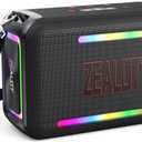 ZEALOT 120W Bluetooth Speaker, Wireless Speakers IPX6 Waterproof Loud Bluetooth Subwoofer Speaker with LED Light, 40H Playtime, Custom EQ, Portable Wireless Stereo Paired Speakers for Outdoor, Party (Black)