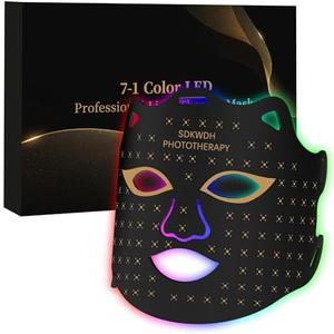 SDKWDH Red Light Mask for Face, 7-1 Colors Facial Care Mask, 850nm Infrared & Red Light Masks, Ergonomic Design for Home & Travel