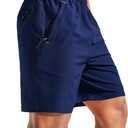 MIER Men's 7 Inch Athletic Shorts with 3 Zipper Pockets, Dry Fit | Quick-Dry Exercise Apparel for Workout, Running, Gym and Hiking, Lightweight, Elastic Waist, Recycled Polyester Fabric (Blue, XS)
