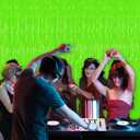 Glow in The Dark Tinsel Curtains 2 Pack - 3.3x6.6ft UV Reactive Fluorescent Party Backdrop for Neon, Birthday, Pride Decorations, Pre-Taped, Lightweight Waterproof (Green)