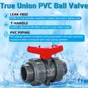 PVC Union Ball Valve, 1" Inch (DN25) True Union Full Flow Ball Valve with ASTM EPDM O-ring, Slip Socket, Full Port for Water System