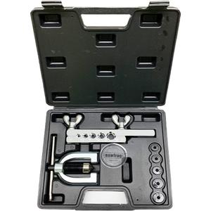 Automobile Double Flaring Tool kit with Extra 5 Dies(3/16,1/4,5/16,3/8 and 1/2 inch) of adapters for Brake Brass Tube and Copper Aluminum line.45 Degree Flare Tool.