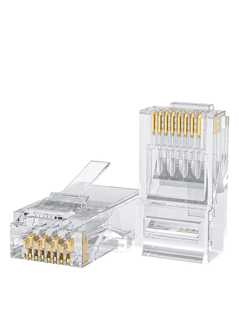 CableCreation Cat6 RJ45 Connectors, 50-Pack Cat6 RJ45 Ends, Ethernet Cable Crimp Connectors UTP Network Plug for Solid Wire and Standard Cable, Transparent