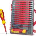 Insulated Screwdriver, HOUSERAN 26 Pcs Screwdriver Set, Magnetic Tip Electrician Tools Kit with Case, 1000V, Screw Driver with Interchangeable Blades, Electrical Screwdriver for Men Household Repair