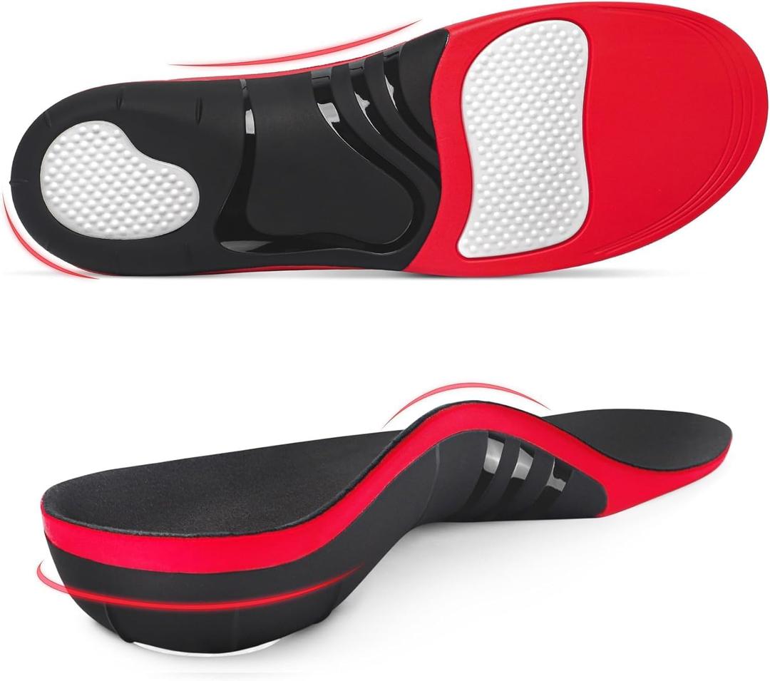 Plantar Fasciitis Insoles, 220+ lbs High Arch Support Inserts for Men Women, Heavy Duty Flat Feet Pain Relief Orthotic Running Athletic Work Boot Insoles for Standing All Day-Black  (S(Men 6.5-8.5/Women 7.5-9.5))