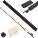 Brazilwood Ebony Frog Violin Bow, Professional 4/4 Full Size Ebony Wood Frog Violin Arbor with Case and Maple Bridge,Well Balance Fiddle Bow with Sheepskin Grip White Horse Hair for Student Adult