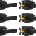 Passage Door Lever, 6 Pack Matte Black Interior Door Handles for Hallway and Closet, Heavy Duty Square Interior Keyless Door Handles Non-Locking Door Knobs for Right & Left Side Door