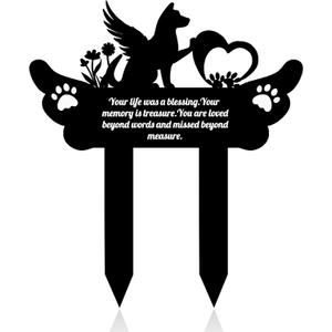 Pet Grave Markers,Metal Pet Headstone for Lost Dog Sympathy Gift, Waterproof Grave Markers for Garden or Indoor,Dog Tombstone Garden Memorial Stake (11.4in)