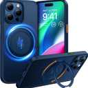 TORRAS 2024 Upgraded 360 Rotatable Ring for iPhone 13 Pro Max Case, Fit for Magsafe with Stand, Magnetic Ring Holder, Military Grade Shockproof Translucent Back Slim Phone Case Ostand R, Space Blue