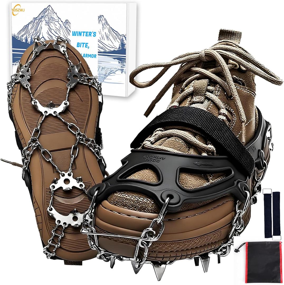 19-Tooth Ice Cleats w/Socks  Anti-Slip for Snow, Hiking, Ski  Men/Women (Medium)