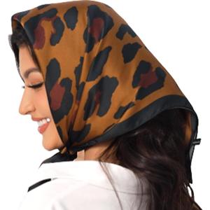 3 x Leopard Cheetah Print Head Scarf Women Neckerchief Scarf for Hair Wrapping at Night Bandana Square Scarf